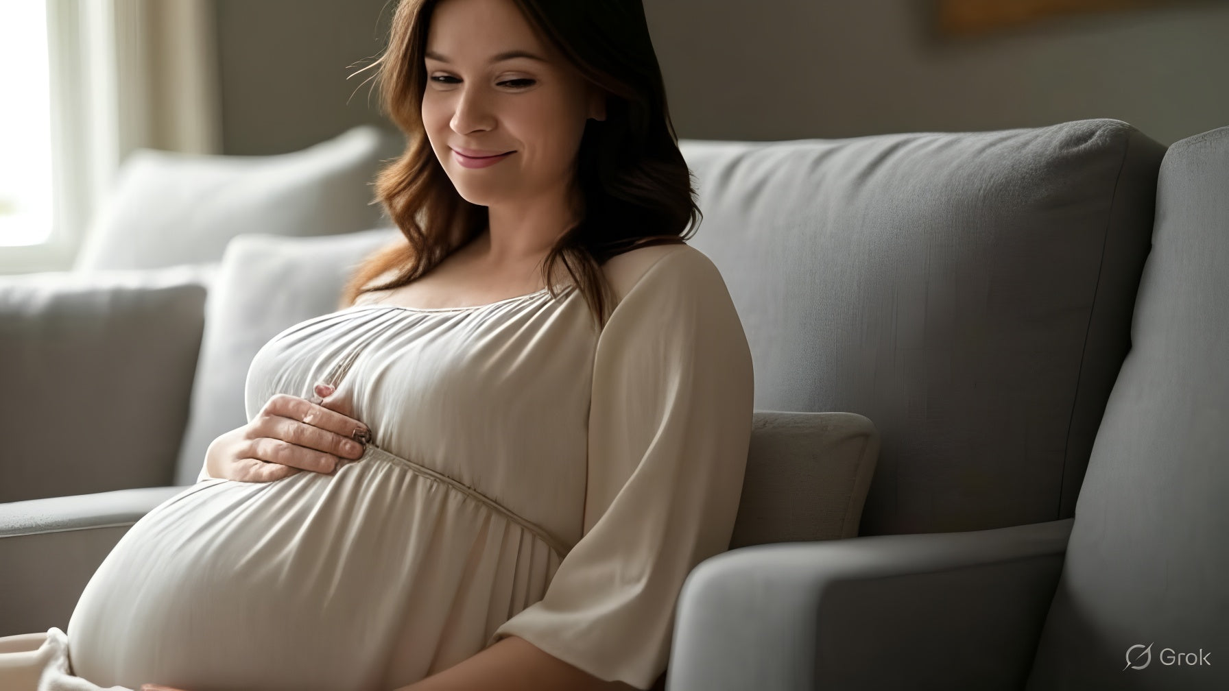 Pregnant person with a B-shaped belly learning about normal bump variations