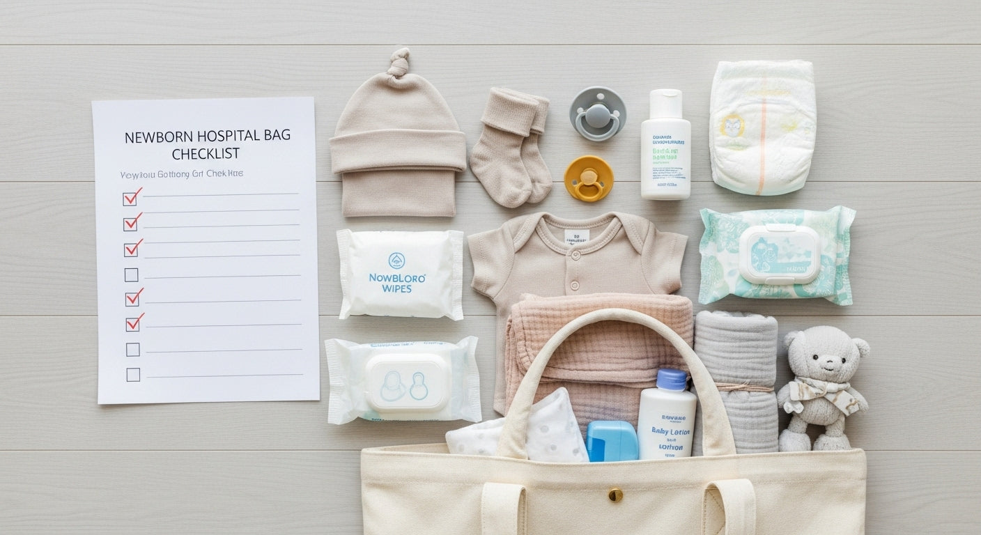 newborn hospital bag and checklist paper