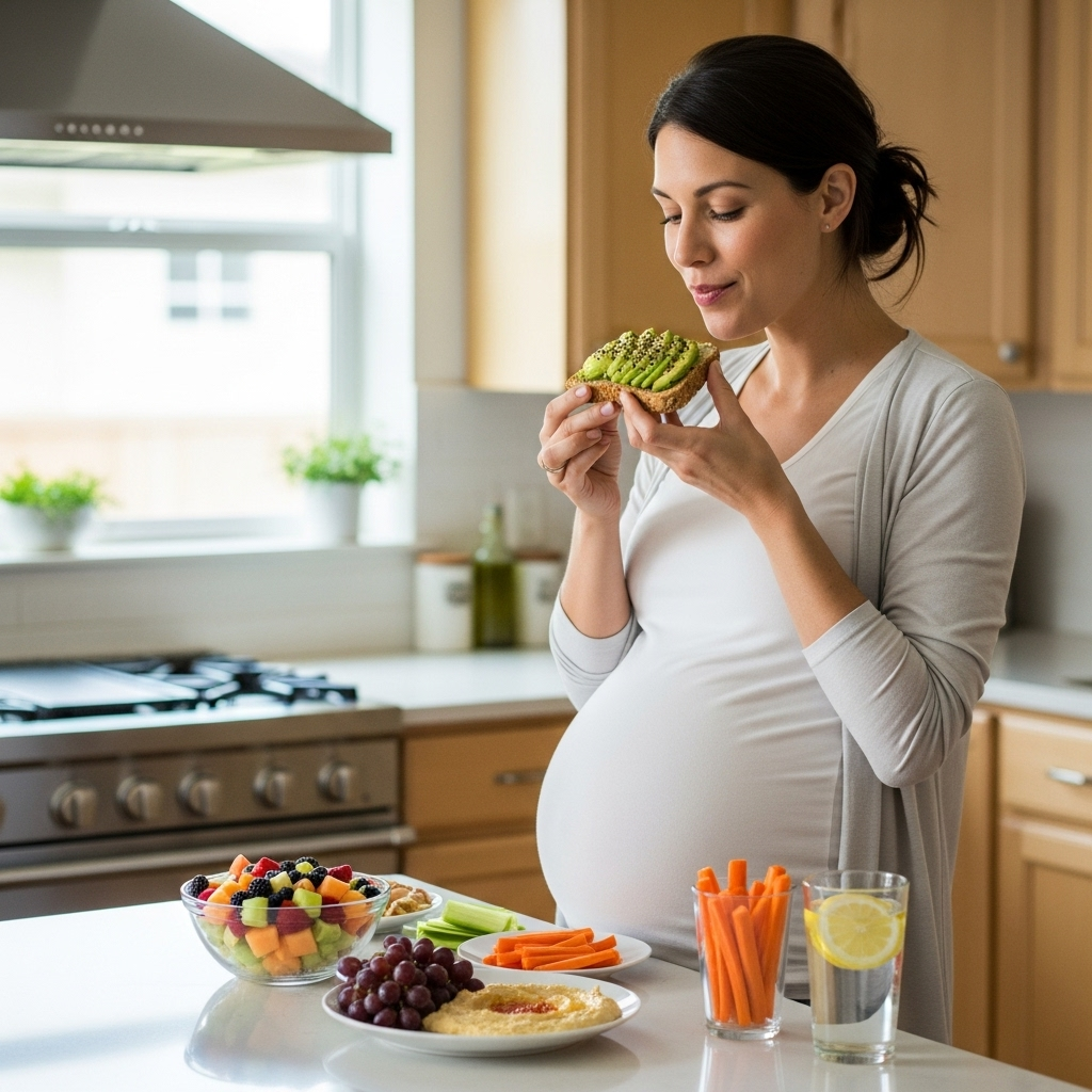 Pregnancy hunger guide illustration for expectant mothers