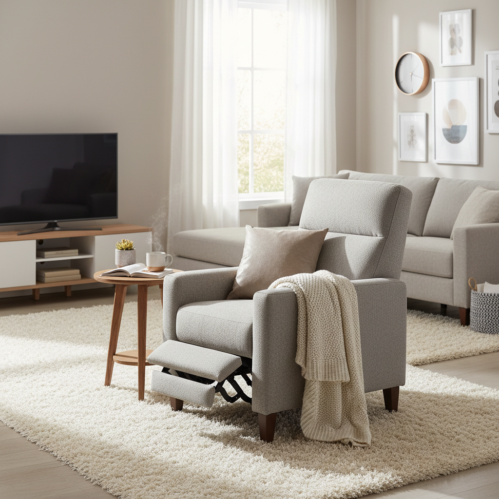 Modern recliner chair in a cozy living room