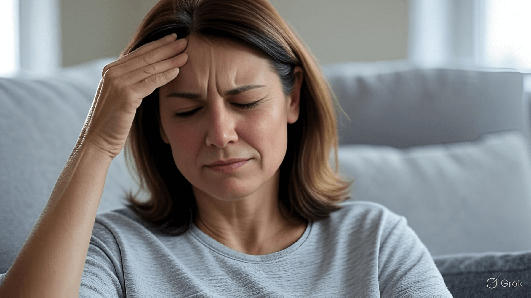 New mother experiencing postpartum dizziness while resting