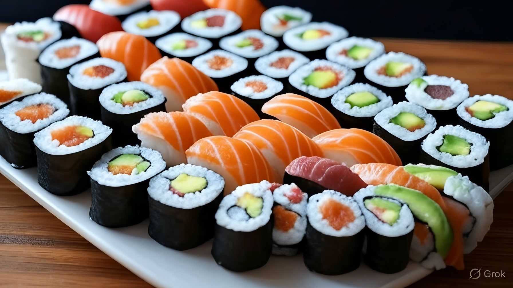 Assorted sushi platter for a breastfeeding food safety guide