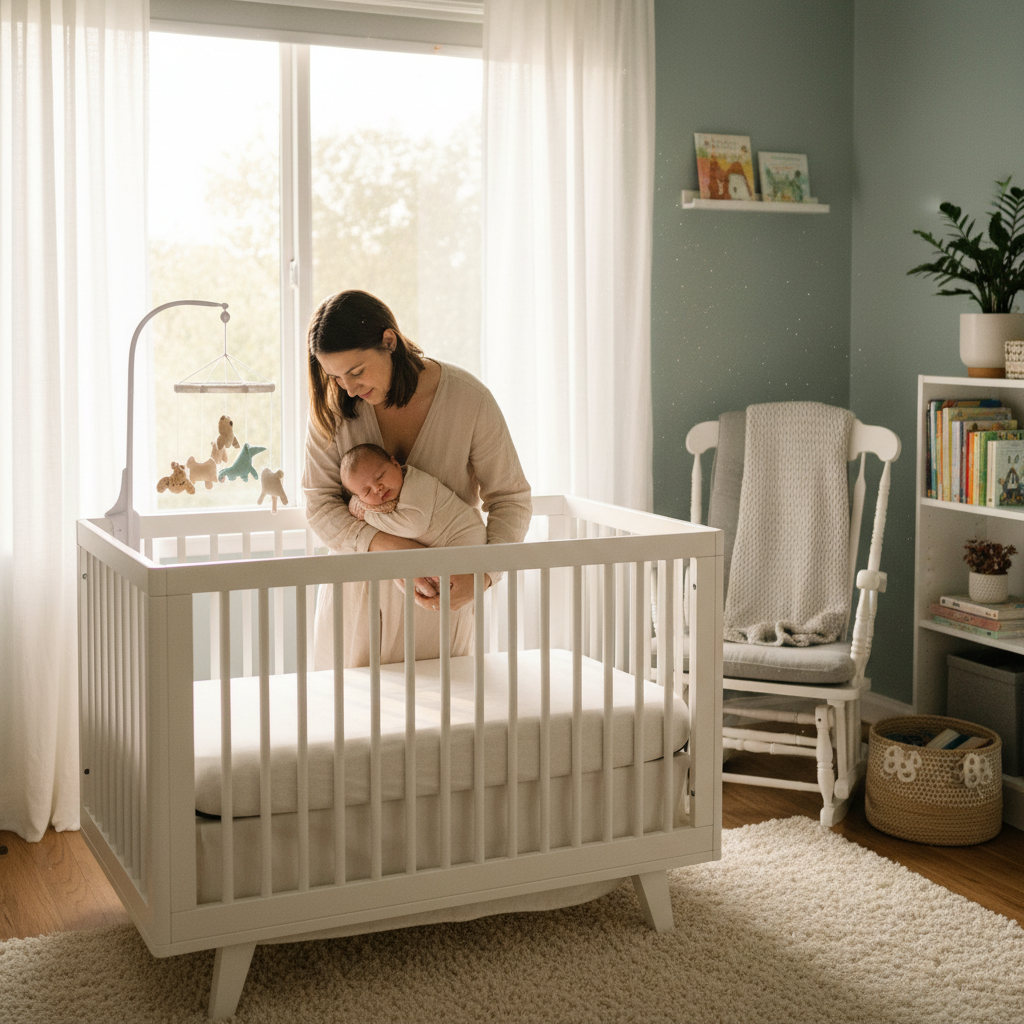 Contact nap transition with baby in a safe crib