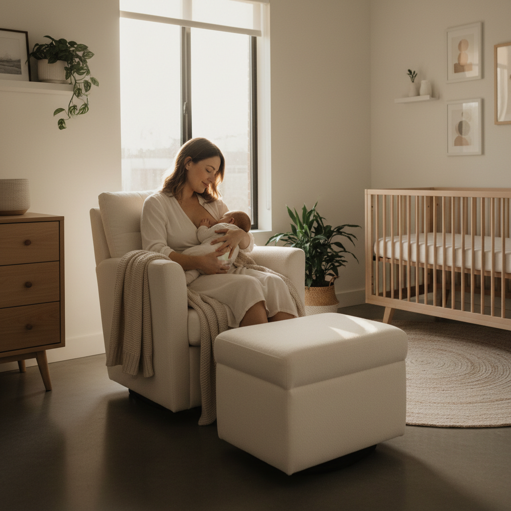 New mother breastfeeding baby in cozy nursery, low milk supply guide