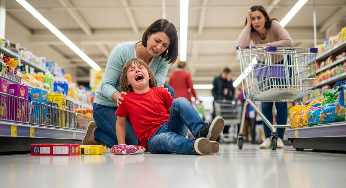 A child throwing a tantrum in public