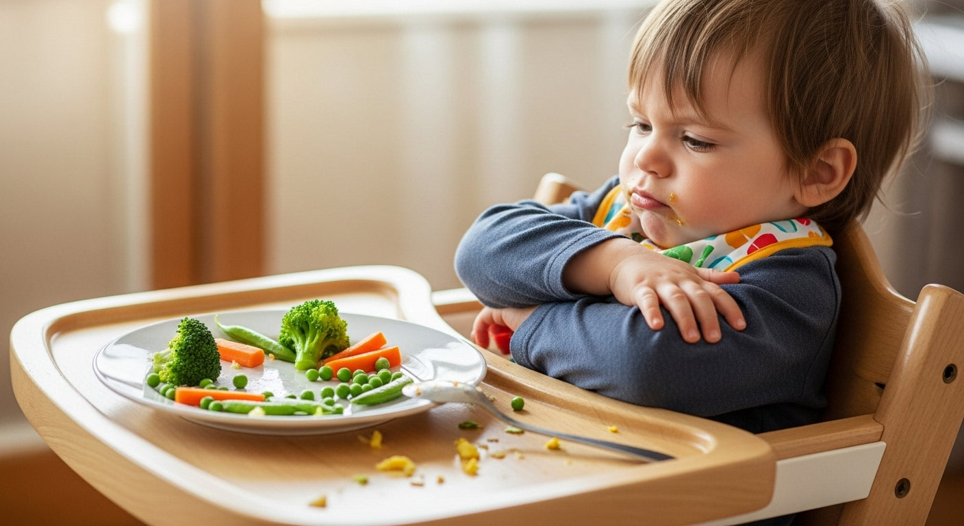 A picky eater was dissatisfied with the food before him.