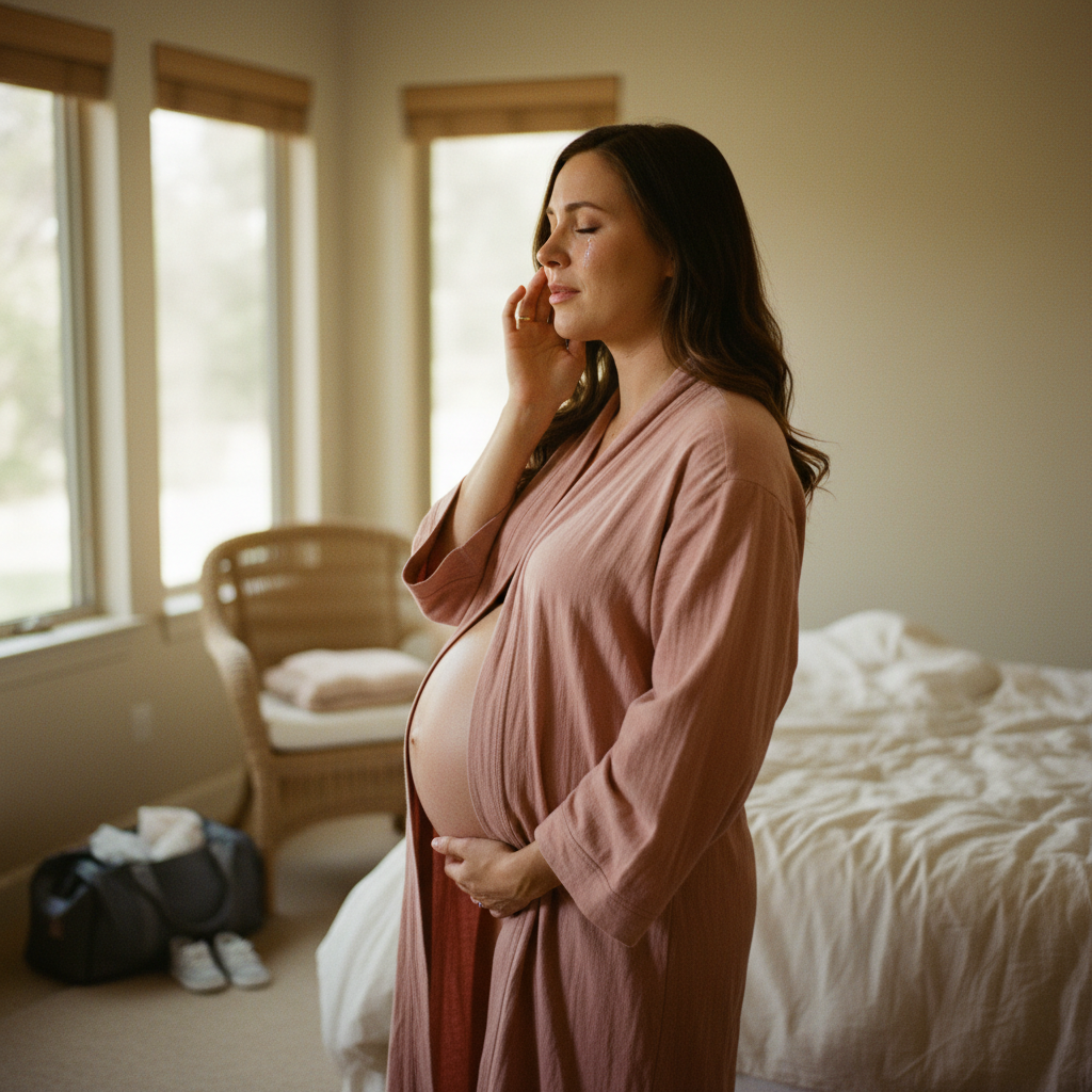Pregnant woman noticing emotional and physical signs that labor may be close