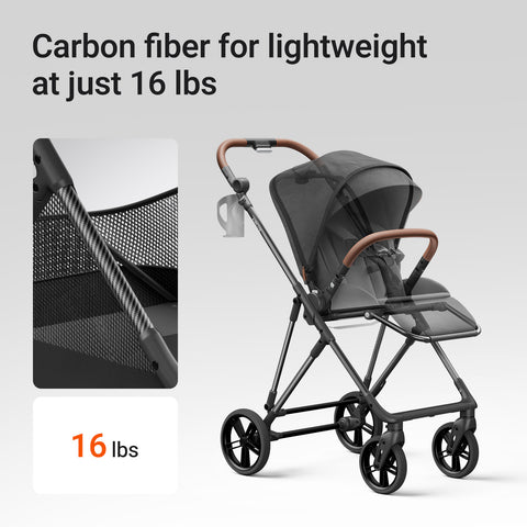 Air Lux Baby Stroller – Lightweight Carbon Fiber Frame, One-Hand Fold & Reversible Seat
