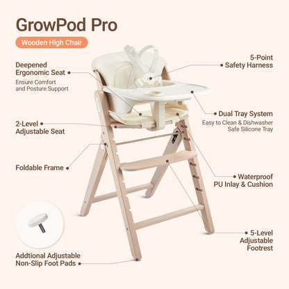 GrowPod Pro Wooden High Chair