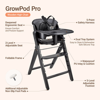 GrowPod Pro Wooden High Chair