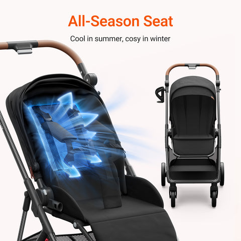 Air Lux Baby Stroller – Lightweight Carbon Fiber Frame, One-Hand Fold & Reversible Seat
