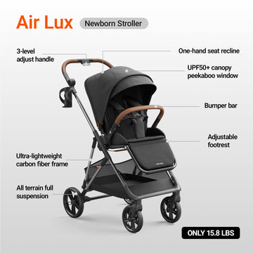 MAMAZING Air Lux Lightweight Travel Stroller for Newborn, Meteorite