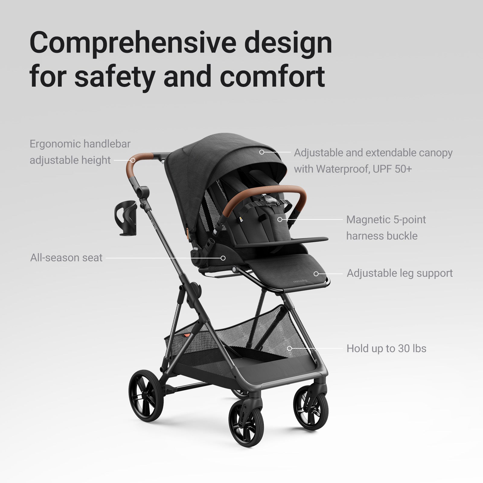 Air Lux Baby Stroller – Lightweight Carbon Fiber Frame, One-Hand