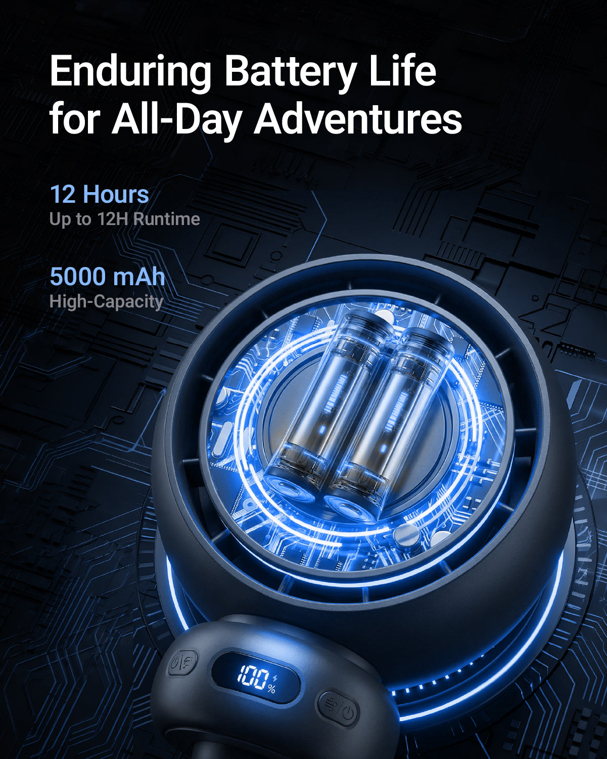 Auto-Oscillating Portable Stroller Fan with LED