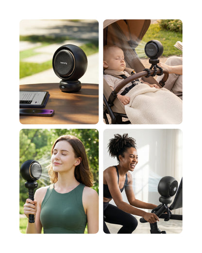 Auto-Oscillating Portable Stroller Fan with LED