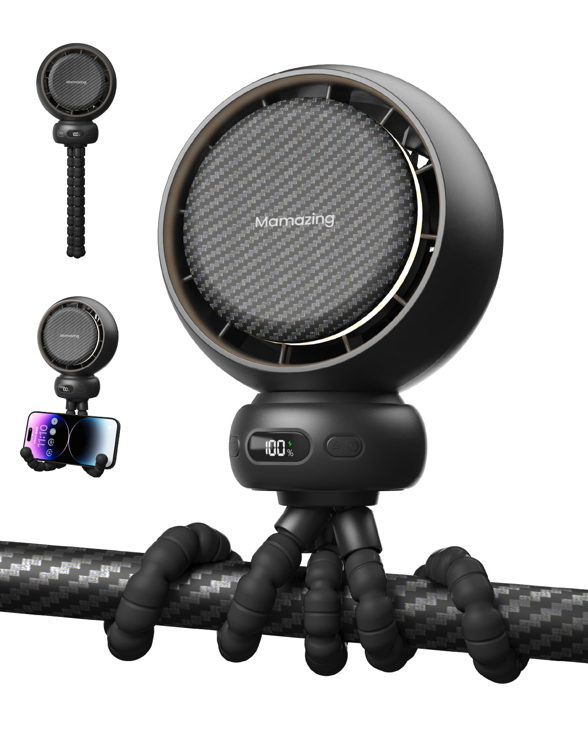 Auto-Oscillating Portable Stroller Fan with LED