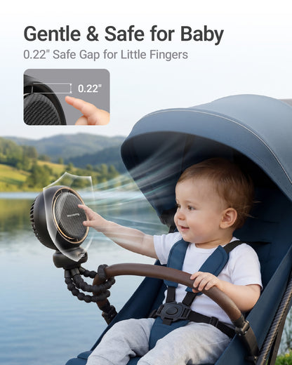 Auto-Oscillating Portable Stroller Fan with LED
