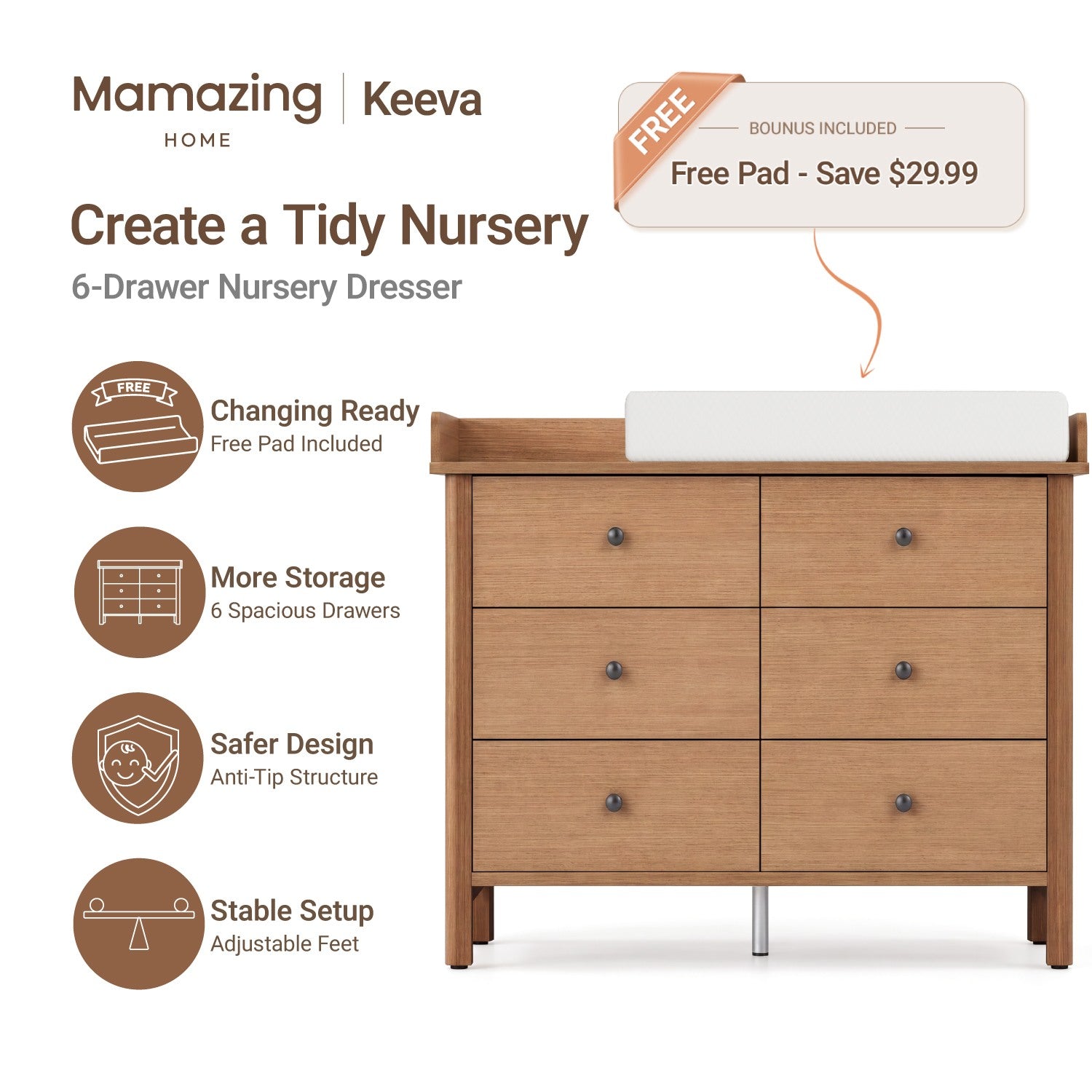 Keeva 6-Drawer Double Dresser