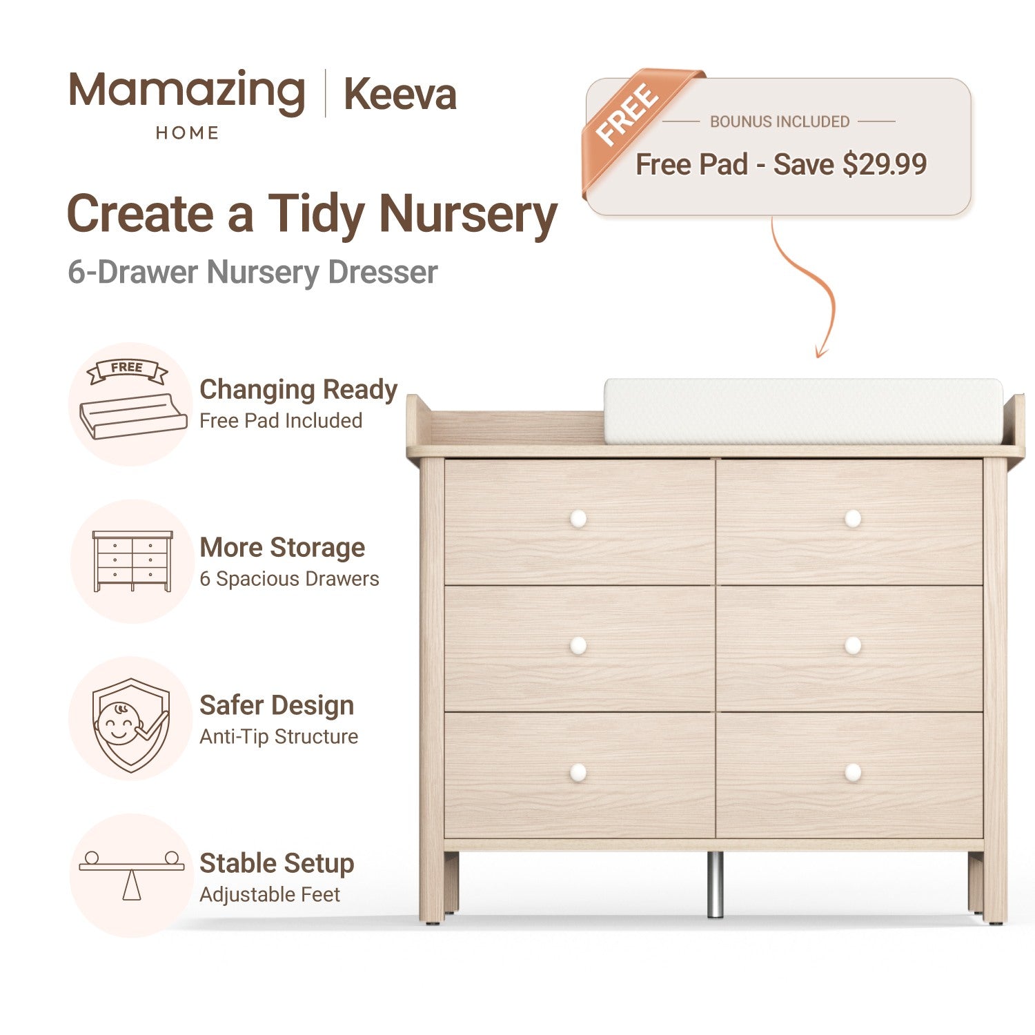 Keeva 6-Drawer Double Dresser