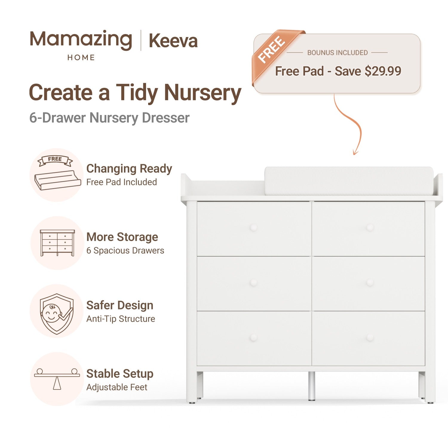 Keeva 6-Drawer Double Dresser
