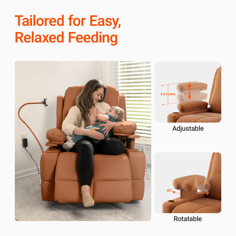 Lullapod Nursery Recliner with Adjustable, Swivel & Lift-Up Armrests