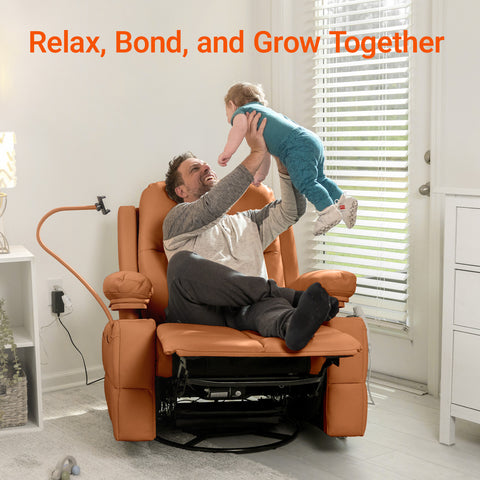 Lullapod Nursery Recliner with Adjustable, Swivel & Lift-Up Armrests