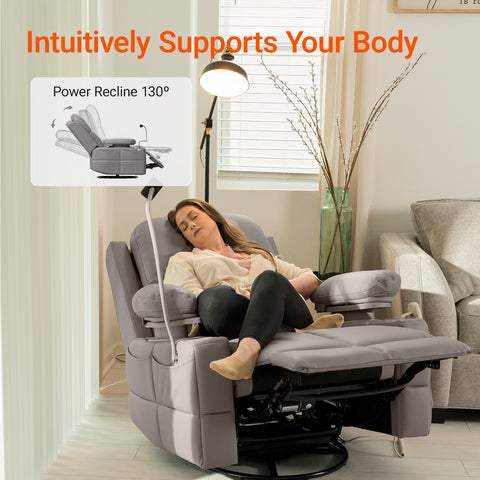 Lullapod Nursery Recliner with Adjustable, Swivel & Lift-Up Armrests