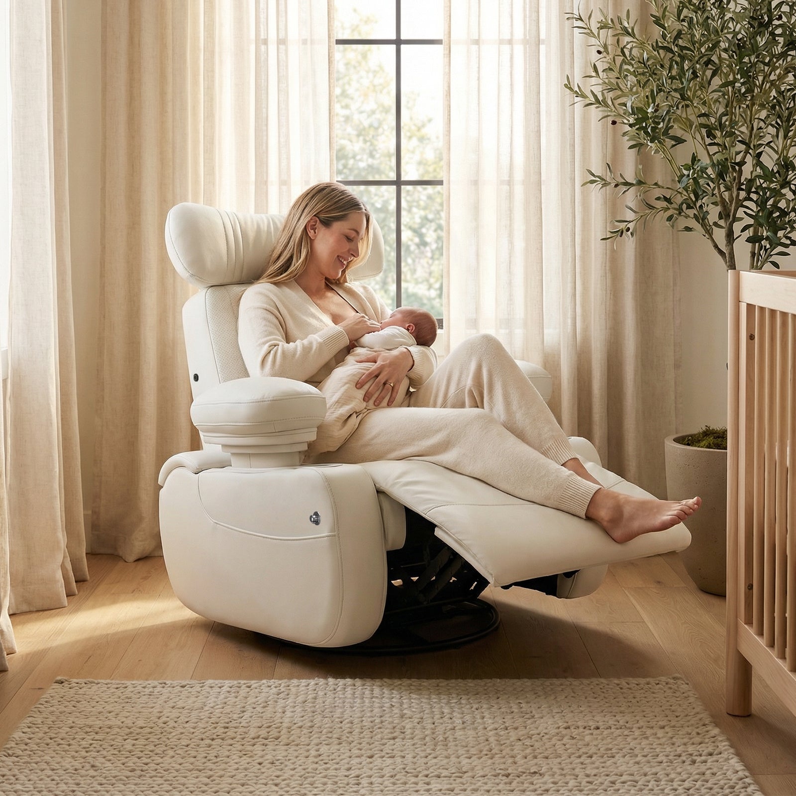 Lullapod Max Nursery Rocking Recliner with Adjustable, Swivel