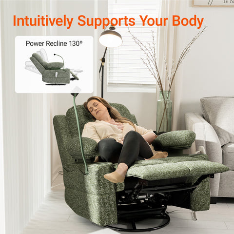 Lullapod Nursery Recliner with Adjustable, Swivel & Lift-Up Armrests