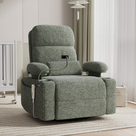 Lullapod Zen Nursery Recliner with Adjustable, Swivel & Lift-Up Armrests