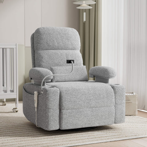 Lullapod Zen Nursery Recliner with Adjustable, Swivel & Lift-Up Armrests