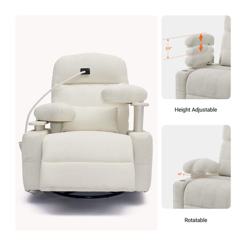 Lullapod Zen Nursery Recliner with Adjustable, Swivel & Lift-Up Armrests