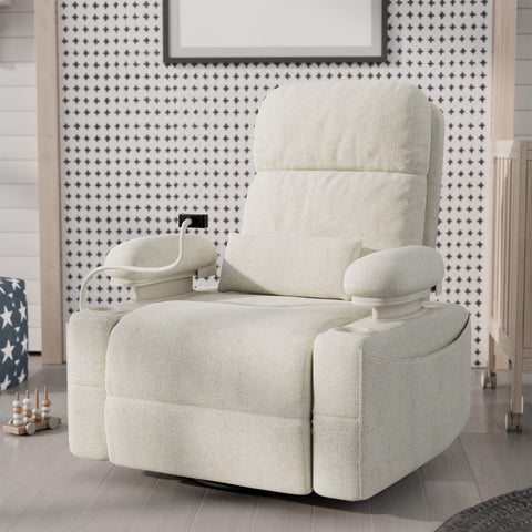 Lullapod Zen Nursery Recliner with Adjustable, Swivel & Lift-Up Armrests