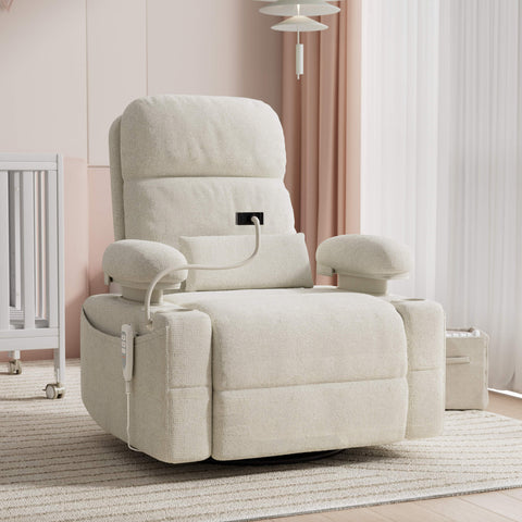 Lullapod Zen Nursery Recliner with Adjustable, Swivel & Lift-Up Armrests