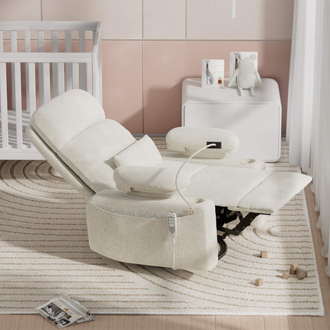 Lullapod Zen Nursery Recliner with Adjustable, Swivel & Lift-Up Armrests